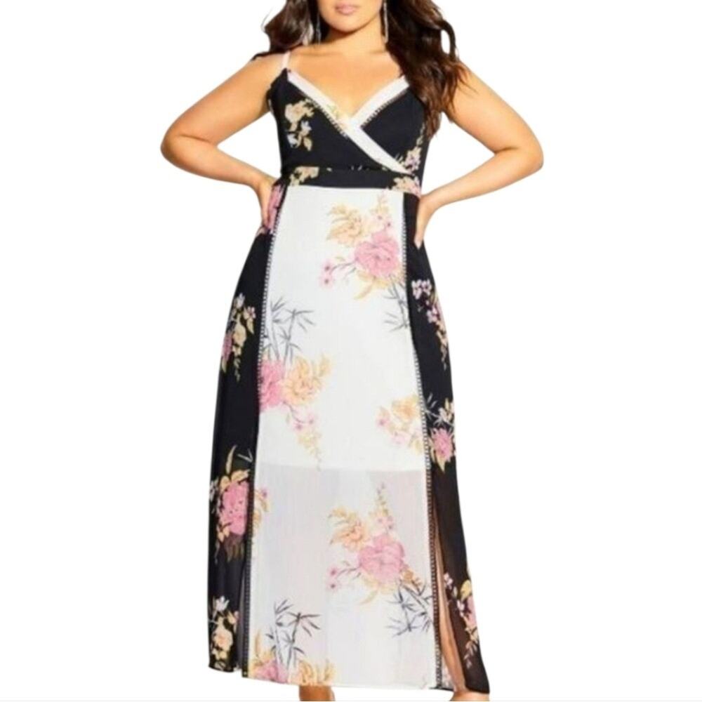 CITY Chic maxi beloved bloom Party Cocktail dress Black White plus size 24 new!